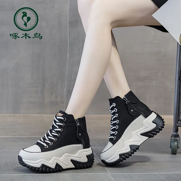 啄木鸟增高6cm加绒加厚秋冬老爹鞋女轻便小个子阔腿裤百搭必备鞋商品图