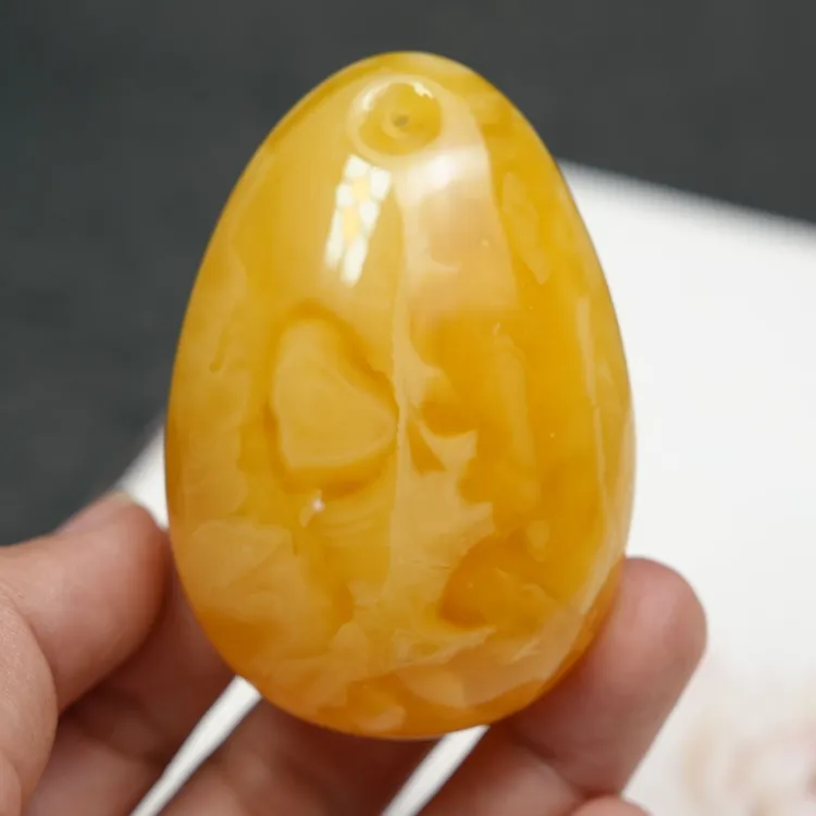 花蜡水滴吊坠蜜蜡蜡挂件天然原矿无优化焦皮料橘黄白浓蜡溶洞妖花