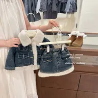 【咸柠七】原创！女童秋冬加绒牛仔套装复古时髦加厚外套牛仔半身裙