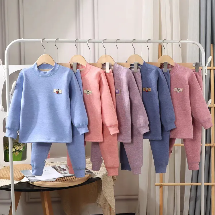 加厚儿童保暖内衣男女童秋衣秋裤大童冬季打底衣加绒家居服套装