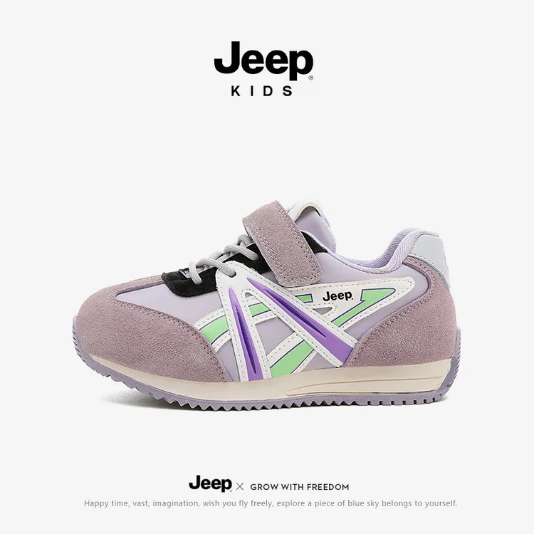 Jeep吉普童鞋女童新款简约百搭户外鞋中大童防滑软底运动鞋休闲鞋