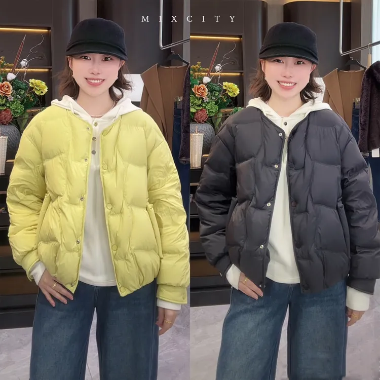 【MIXCITY亚楠家】气泡羽绒◆安心白鸭绒圆领羽绒服保暖外套9238