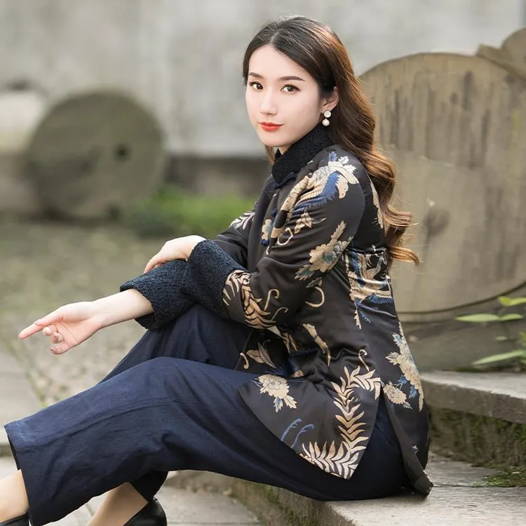 中国风秋冬唐装女装系加厚古佛旗袍上衣复新中式款盘扣袄茶服