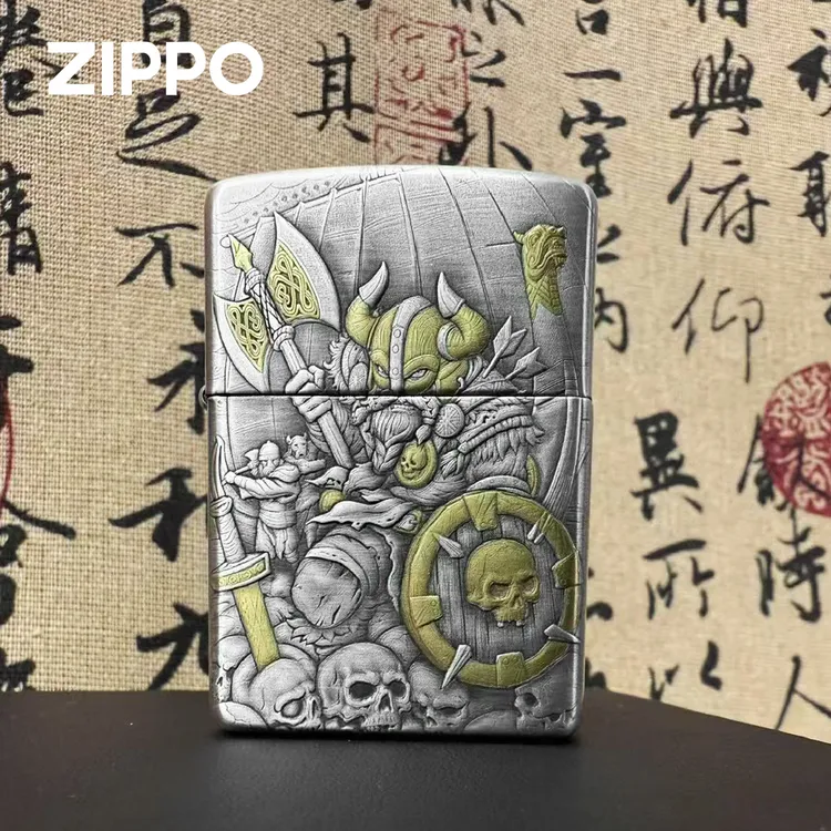 ZIPPO/之宝维京战士-3D盔甲熏银鎏金  防风DYJ1