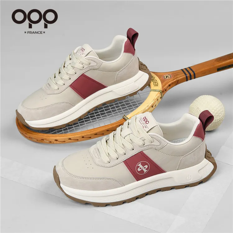 OPP/赫芭秋季新款真皮男鞋厚底跑步休闲鞋日常百搭时尚增高德训鞋