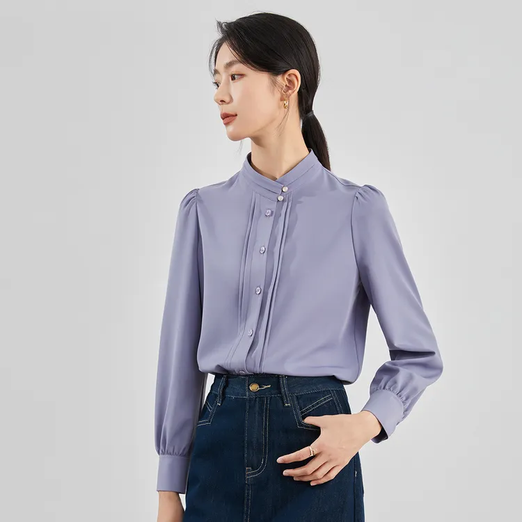 曼贝高级定制款长袖衬衫女设计感百搭小众法式风衬衣8493008佳莹