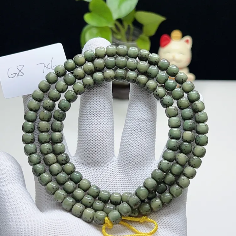 G8帝绿河豚7×6无月大留白一物一图星月菩提108手串