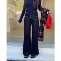 橘子树在哪儿丹宁风牛仔裤女秋季设计感辣妹弹力显瘦百搭双扣裤子