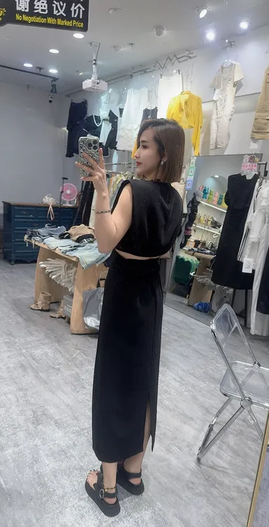 夏季新款洋气宽松显瘦百搭拼接短袖上衣搭配半身裙套装