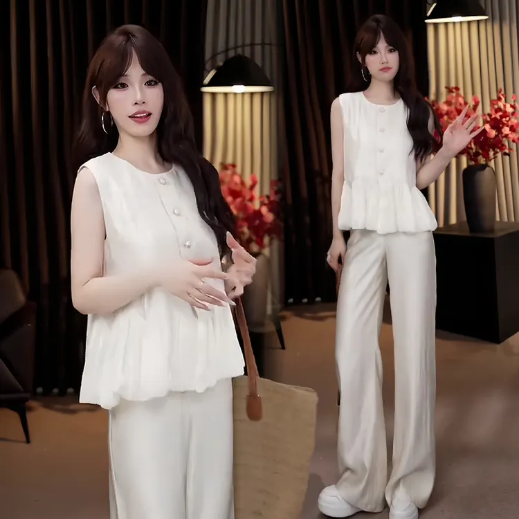 休闲高级感套装女2025年夏季新款气质女神范无袖马甲直筒裤两件套