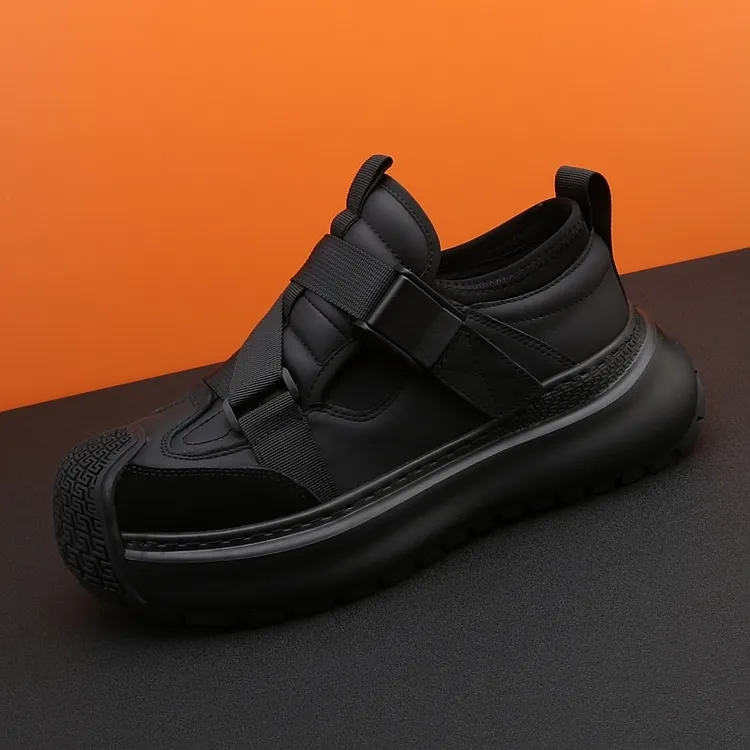 欧洲站轻奢高端男鞋2025秋季新款增高老爹鞋男真皮厚底运动休闲鞋