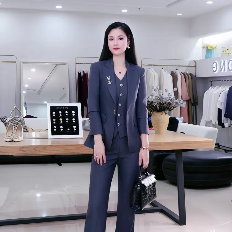 时尚修身商务韩版西装秋冬女神范职业装气质套装高级灰藏青色高级