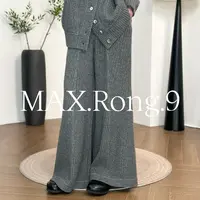 MAX.Rong.9【设计师】长裤 山羊绒金银丝纱线慵懒坑条微阔腿裤 595C