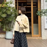 法儿家韩国限定【双十二92折】【简法日记】FS511W028牛角扣短款外套