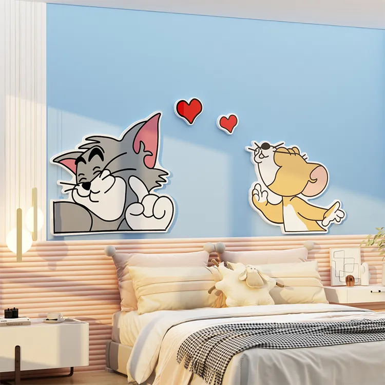 猫和老鼠立体墙贴面儿童区房间布置装饰卧室床头小出租屋改造用品