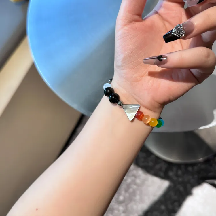 oushipei/欧诗佩 铜合金仿水晶手链 夏季彩色不对称串珠手链手串