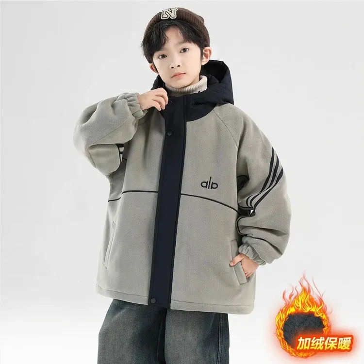 儿童装男童冬装加绒外套2025新款中大童秋冬款男孩冬季加厚派克服