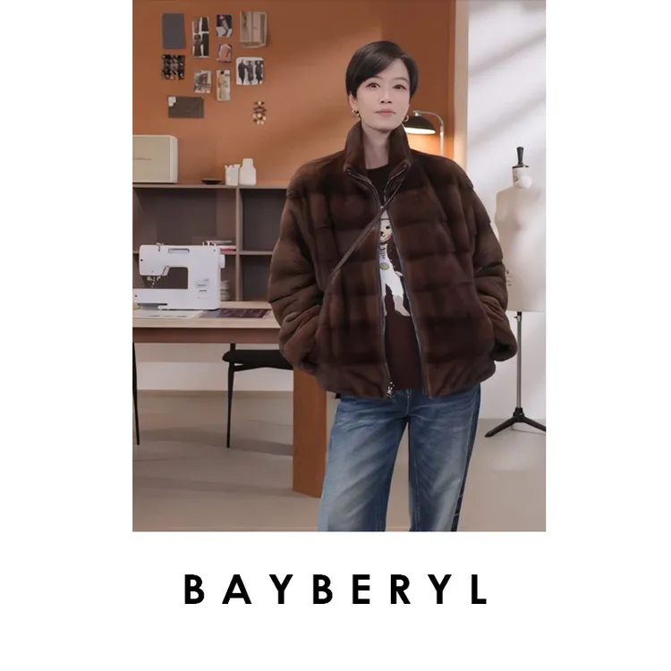 BAYBERYL老贝皇冠咖水*两面穿立领轻奢横排秋冬外套PY5I2242-9/27