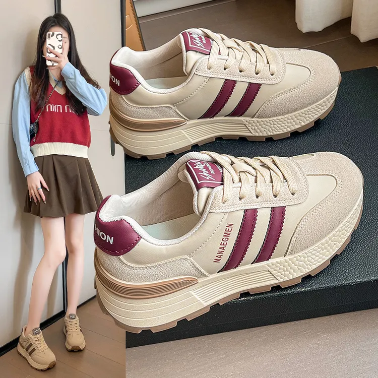 2025春季新款德训阿甘鞋女厚底百搭休闲运动鞋增高软底老爹鞋