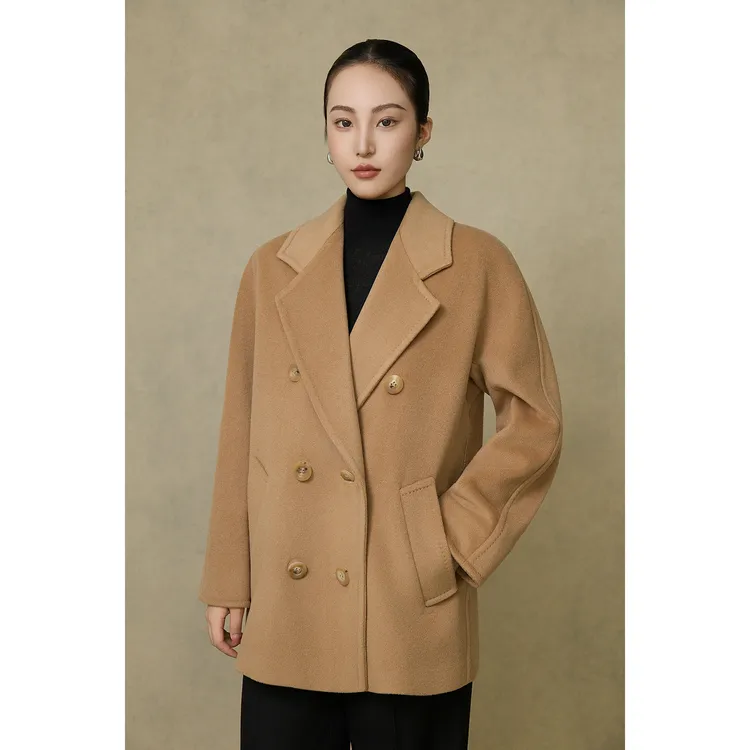 【CRANE】经典101801短款rebus双排扣小个子经典茧型西装领大衣