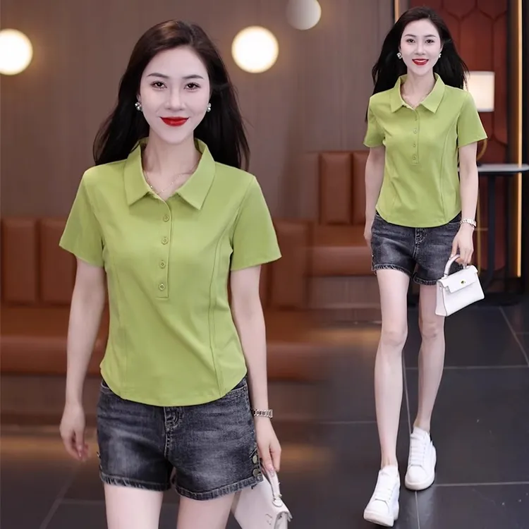 拉夏贝尔时尚套装减龄polo领短袖T恤夏季新款显瘦上衣短裤两件套