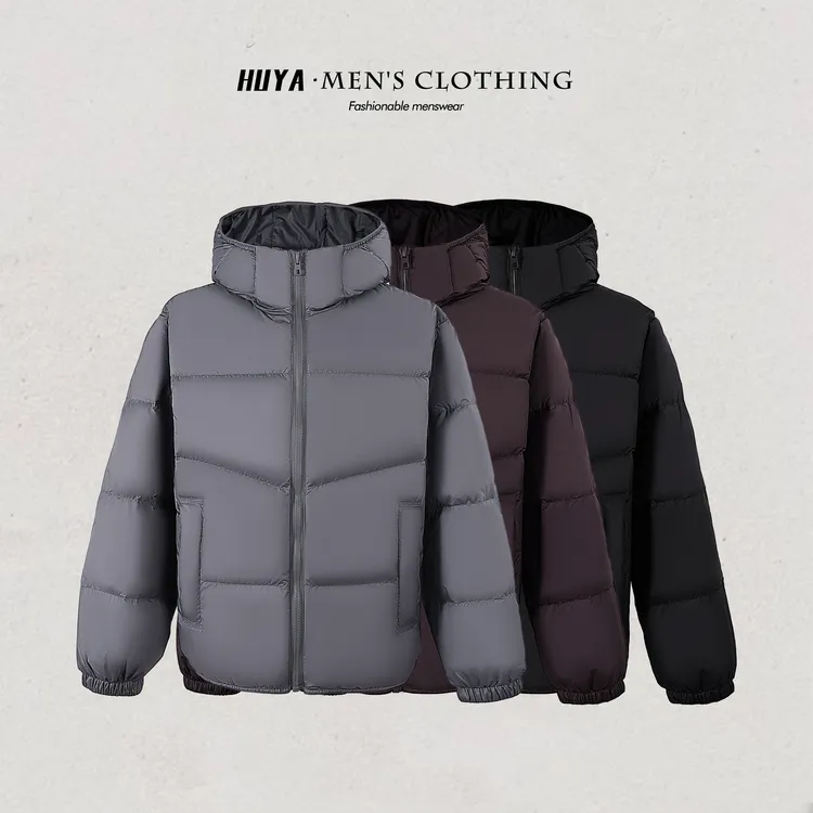 虎牙兄弟男士羽绒服2025冬季新国标90白鸭绒防风连帽外套UVD2617