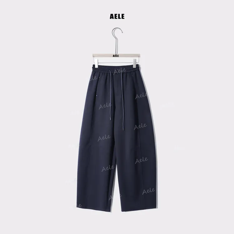 AELE【三片裁剪】松紧腰简约抽绳弯刀休闲裤秋冬长裤 K853 2620 AD