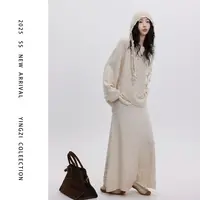 颖子定制【尼斯周末】设计感交叉圆领针织上衣气质高腰拼接长裙9891