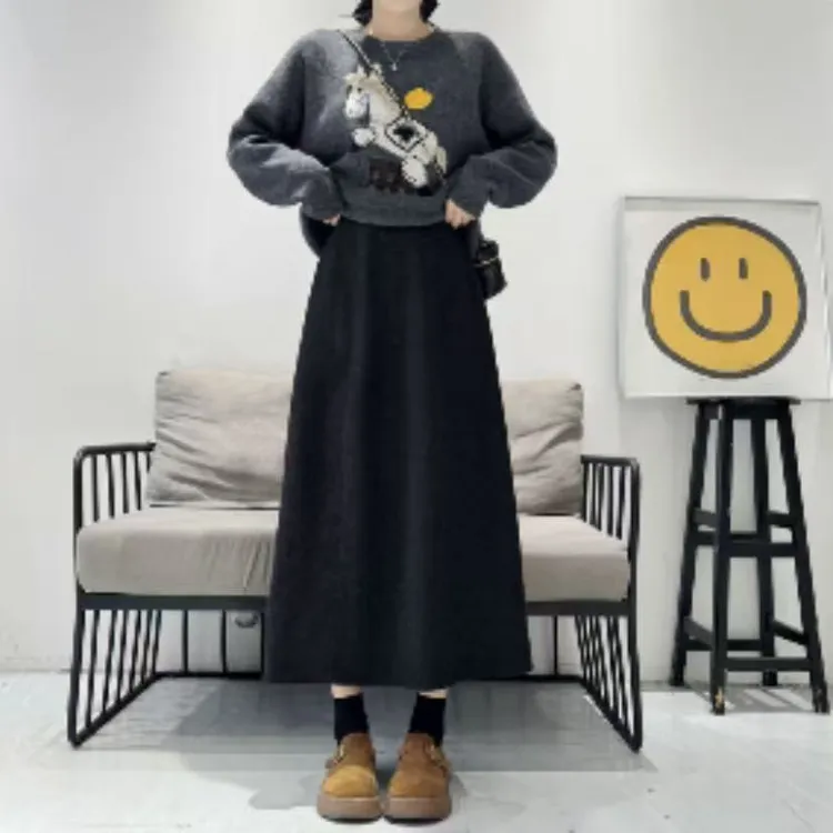 2025冬季新品 高级感6片拼接设计显瘦醋酸羊毛半身裙