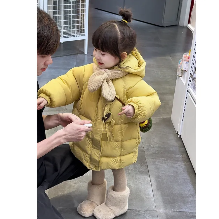 2025年冬季新款儿童男女童韩系时尚百搭宝宝休闲宽松连帽棉服外套