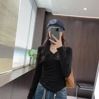 IMFLY金小金自制女装 针织衫DYW9580气质不规则交叉V领修身上衣