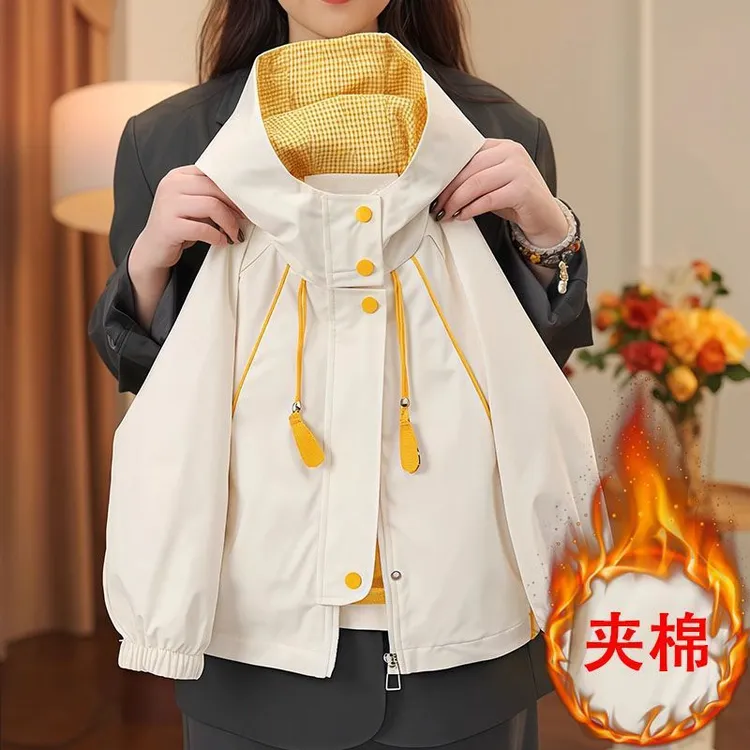 女童外套秋冬款2025新款儿童冲锋衣秋装女孩运动加厚夹棉夹克上衣