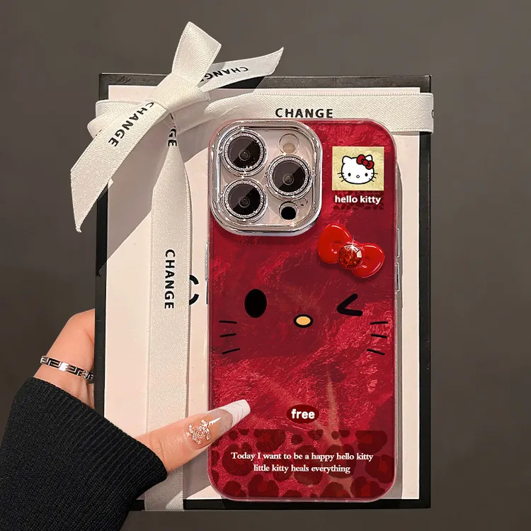 猫咪蝴蝶结公仔适用17新年手机壳iphone13promax可爱16/14/15