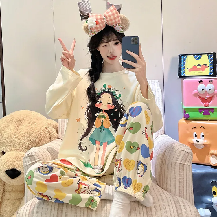 2025新款睡衣女大童小个子春秋季长袖15岁女孩卡通青少年初中学生