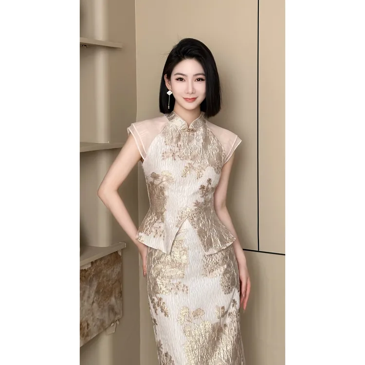 格娜夏季气质穿搭一整套新款显贵国风时尚两件套优雅轻奢裙子套装