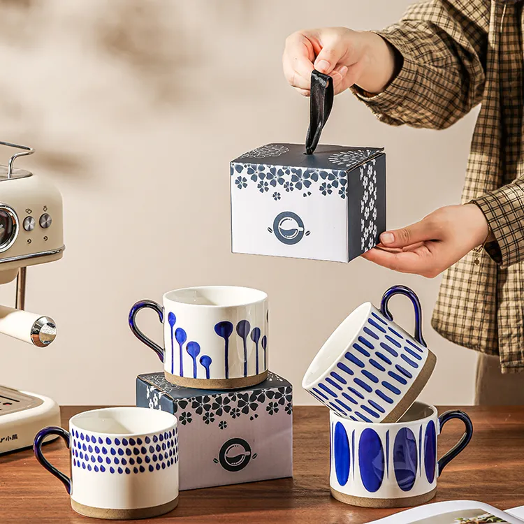 高颜值复古咖啡杯女生水杯北欧风陶瓷马克杯日式ins高档精致情侣