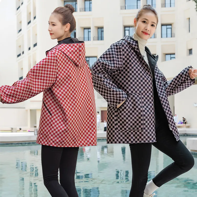 保暖罩衣加厚长袖围裙加绒防水防油工作服上班时尚外套连帽防污