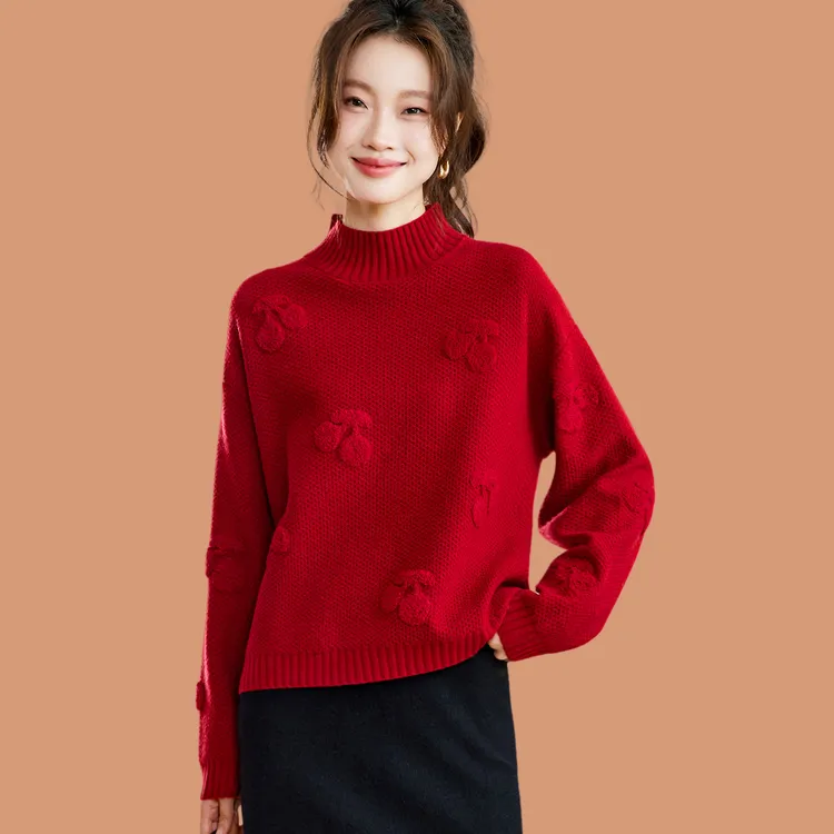 半高领毛衣女款2025秋冬新款宽松可外穿内搭短款加厚羊毛打底小衫