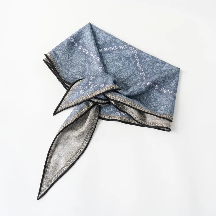 西子/【风之绘卷】桑蚕丝羊毛佩斯利腰果花纹菱形长丝巾/SJKX0003