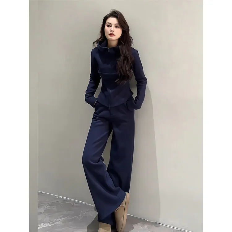 欧货休闲运动套装女2025早秋新款高级感百搭连帽外套阔腿裤两件套