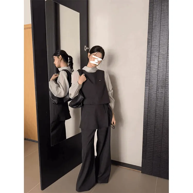 新款时尚洋气百搭女装背心马甲内搭长袖衬衫秋季阔腿西装休闲裤