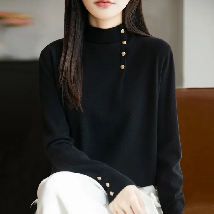 胖mm秋冬大码半高领女士毛衣遮肚子显瘦上衣高级感内搭针织打底衫