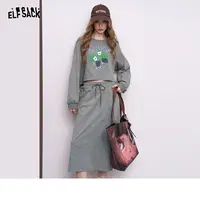 2032【金拐子】妖精的口袋莓印花灰色圆领卫衣半身裙两件套装女20