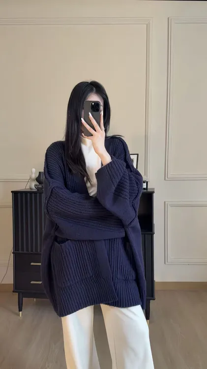 2025秋冬新款休闲宽松羊毛开衫外套百搭显瘦保暖韩版大版型毛衣