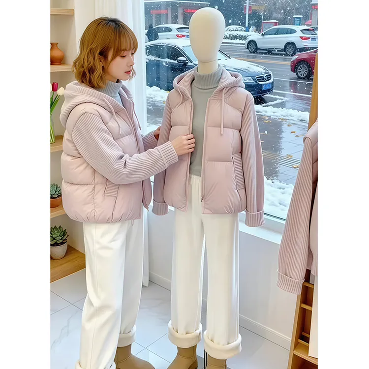 SHALLDOER【甜心泡芙】韩版宽松拼接外套女冬季设计感小众棉服外套