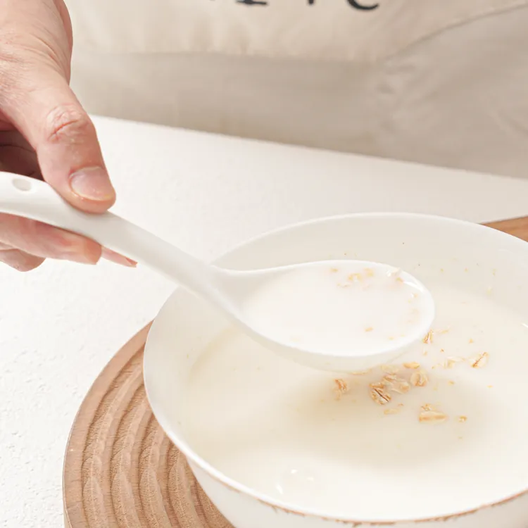 陶瓷长柄汤勺17厘米家用吃饭勺麦片勺喝粥大号调羹商用餐厅吃面勺