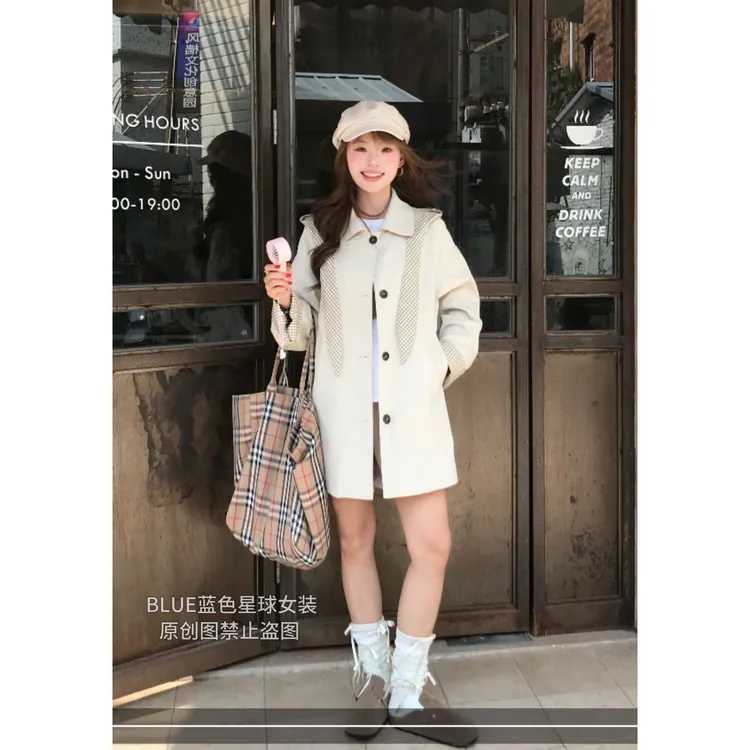 韩系单排扣短款风衣外套女2025秋季时尚休闲通勤连帽大衣外套爆款