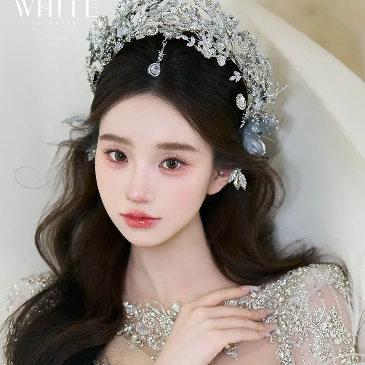 非金属仿水晶项链 WHITE手作｜新品“爆闪公主皇冠”搭配耳环3件套