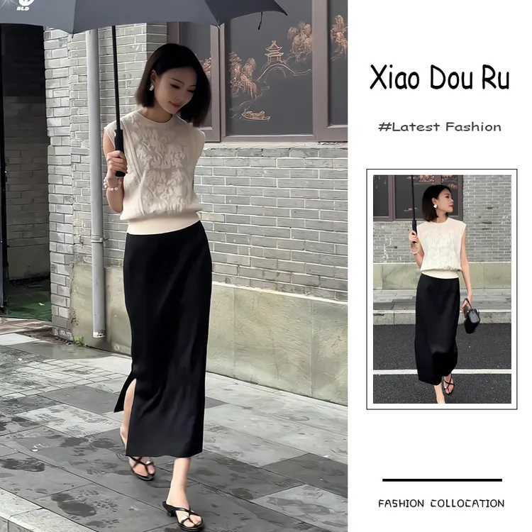 夏季流行穿搭一整套新款2025韩系高级感收腰短袖上衣半身裙两件套