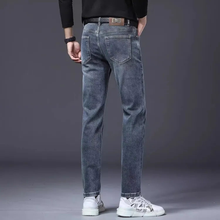 One What2025秋季新款欧版时尚男士蓝色百搭休闲软弹力商务牛仔裤
